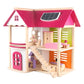 Kids Wooden Doll House with Doll Room Furniture Toys