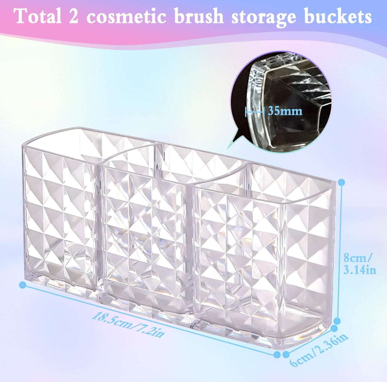 3 Slots Clear Acrylic Make Up Brush Organiser