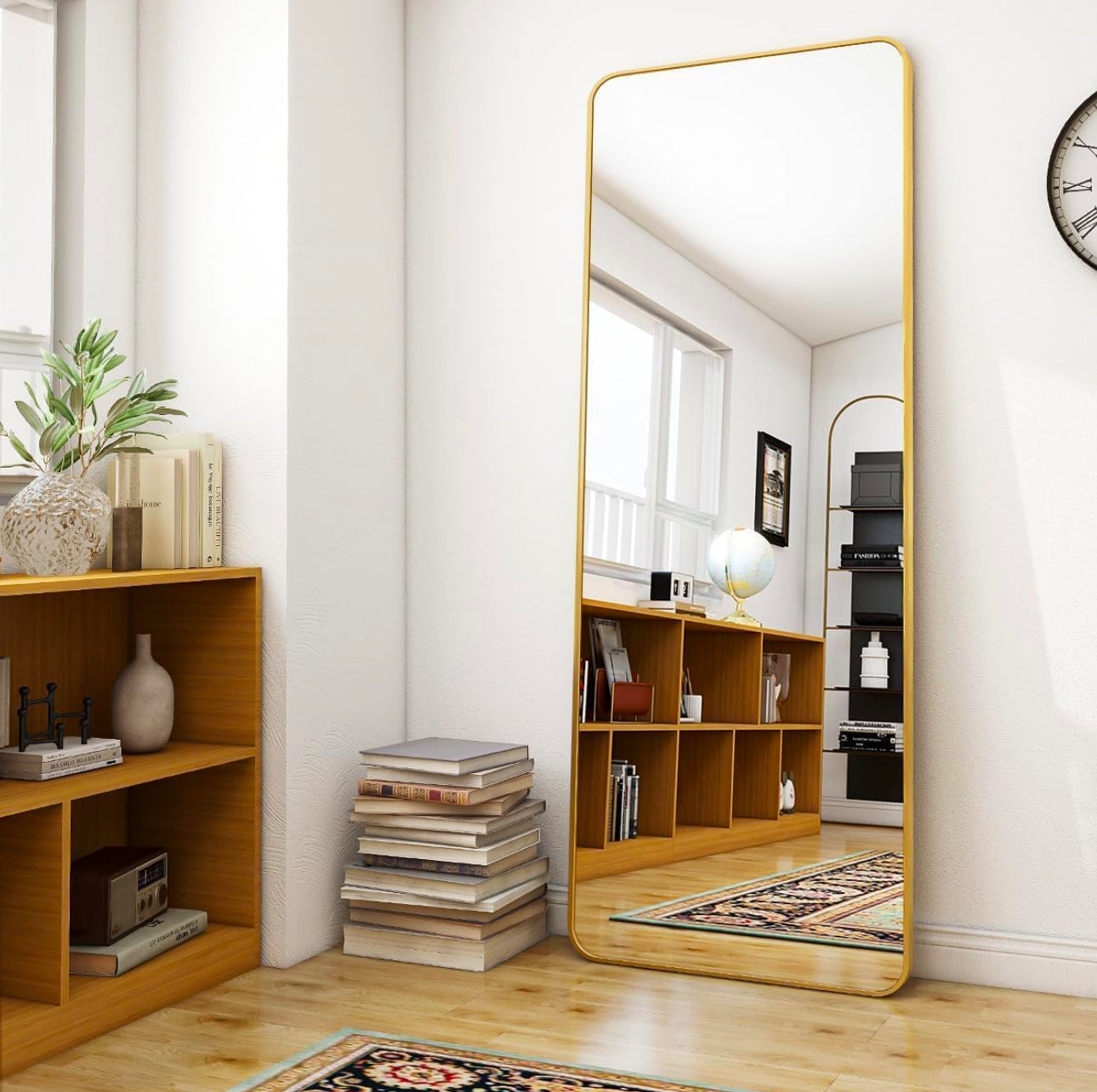 Full Length Aluminium Alloy  Large Standing Dressing Mirror Hanging Leaning Against Wall Mounted Mirror with Stand for Bedroom Locker Room Living Room - Various Options