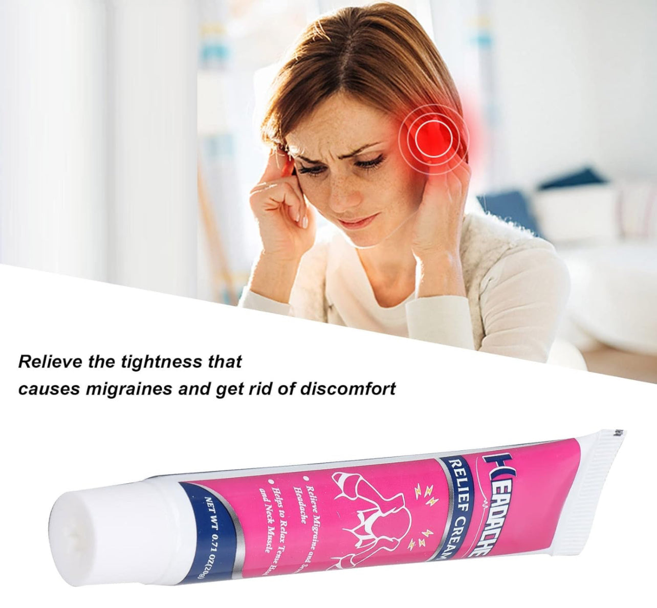 Pain Relief Cream, Relieve Headache Safe Gentle Portable Migraine Relief Cream