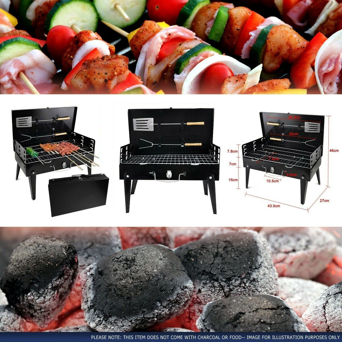 Portable Folding Charcoal BBQ Barbecue Camping Grill Travel Picnic Outdoor