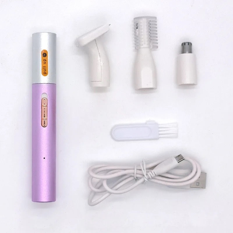 4 In 1 Electric Full Body Epilator Facial Shaver For Women Rechargeable Painless Eyebrow Nose Leg Armpit Hair Bikini Trimmer