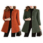 Women Autumn Winter Mid-length Woolen Coat Notched Collar Long Sleeve