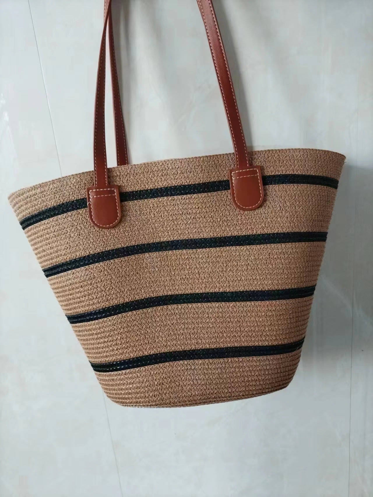 Womens Straw Tote Bag Handbag Large Woven Capacity Top Handle Bag Summer Stylish Straw Basket Bag - Various Colours