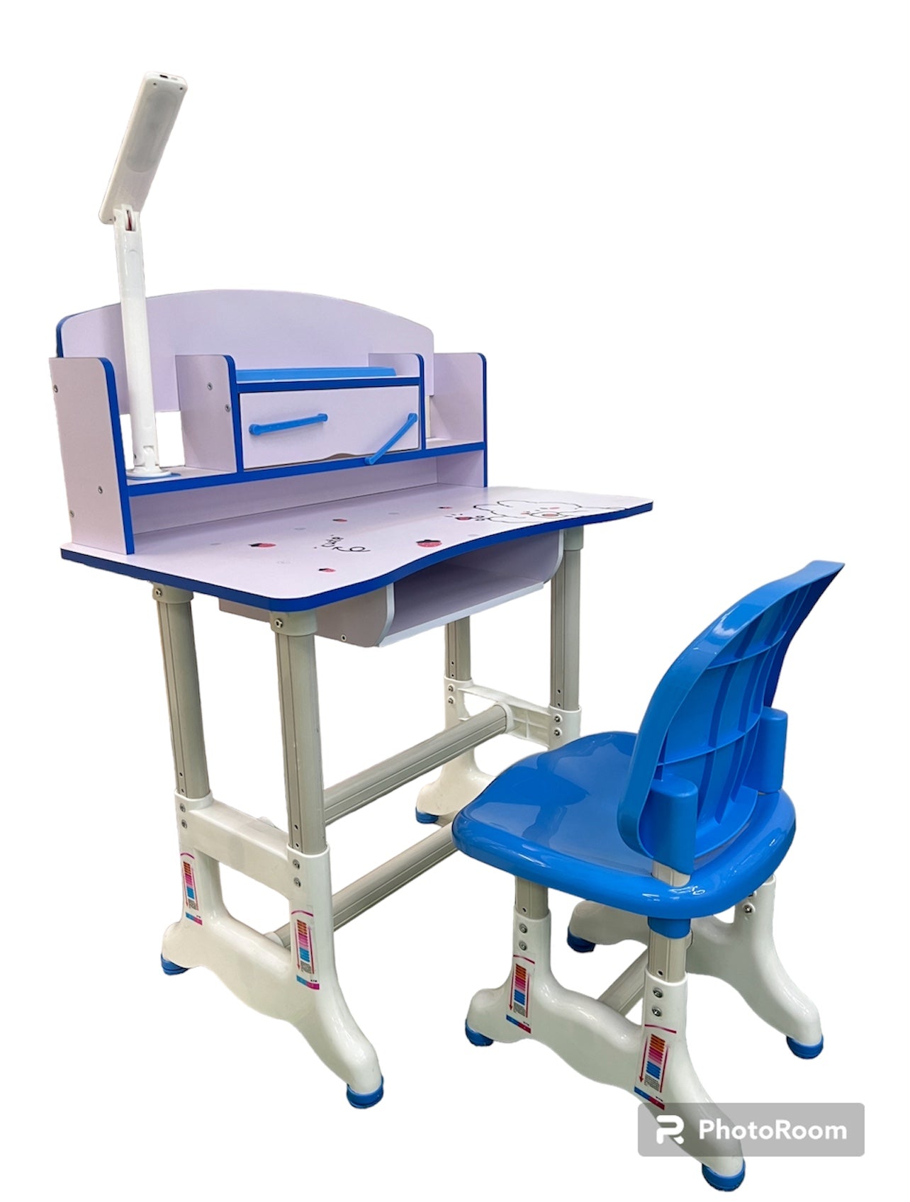 Kids Study Desk Tiltable Table And Chair Childrens Study Desk Chair Table Set For Kids Art Table Set Work Station Children's Table (Color : Blue & Pink)