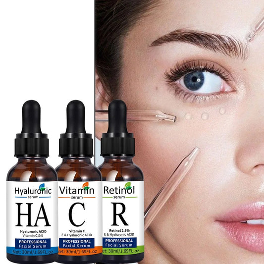 Vitamin C, Retinol and Hyaluronic Acid Serum Set – Complete Skincare Solution