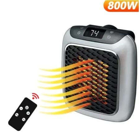 TURBO 800 HANDY SPACE SAVING WALL OUTLET HEATER 800W WITH REMOTE CONTROL