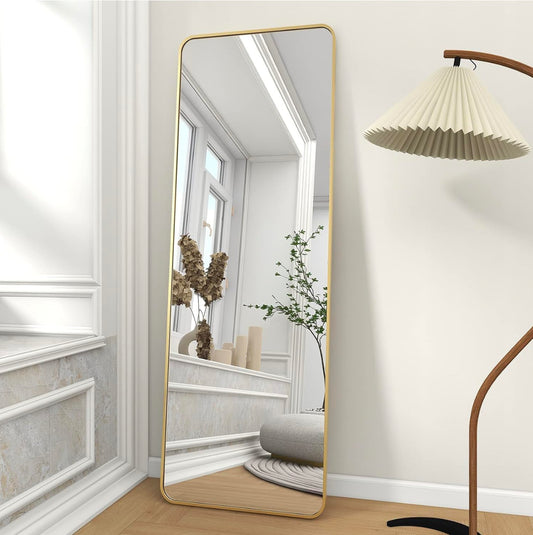 Full Length Aluminium Alloy  Large Standing Dressing Mirror Hanging Leaning Against Wall Mounted Mirror with Stand for Bedroom Locker Room Living Room - Various Options