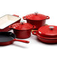 Enamelled Cast Iron Cookware Set Red - 8ps