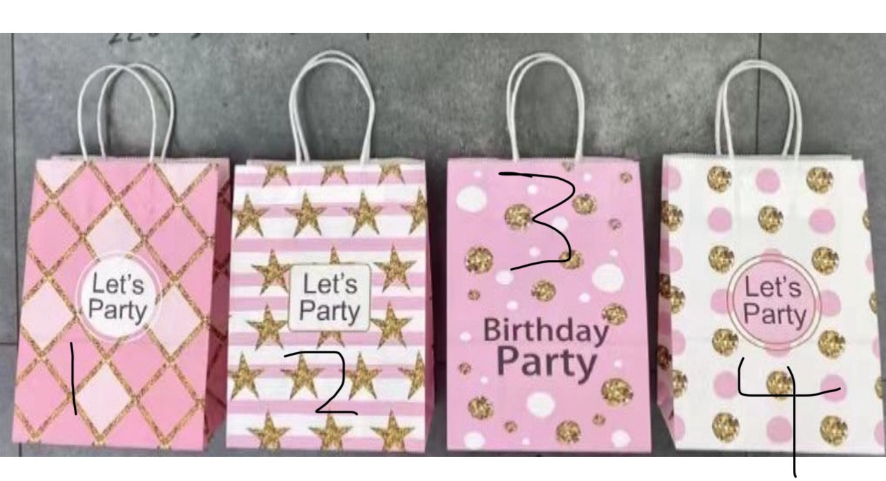 Happy Birthday Gift Bags With Handles Cookie Candy DIY Gift Packages