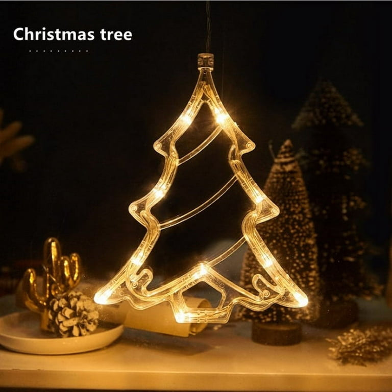 Christmas Santa 12 Ornaments Curtain Fairy String Lights Warm White with Tail Plug Extension 3M