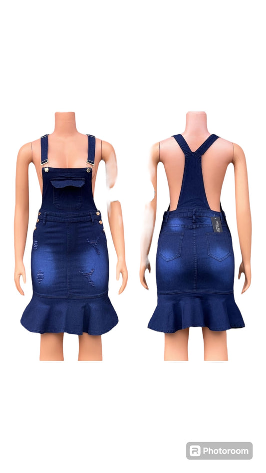 Women's Denim Suspender Skirt Bib Overall Dress