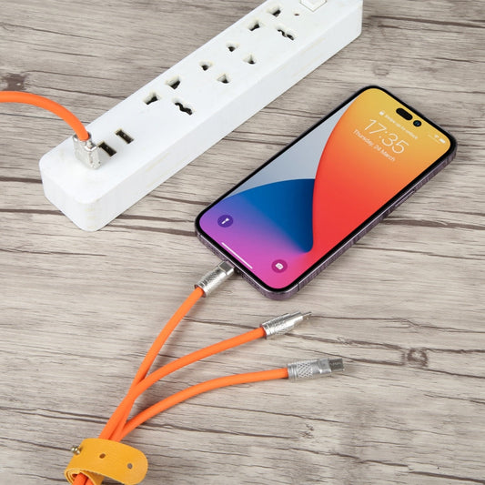 3-In-1 Multi Fast Charging Nylon Braided Cable USB Charger Cord With 3 Different Ports (USB C/Micro/Lightning)