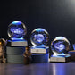 3D Solar System Crystal Ball With Light Up Base