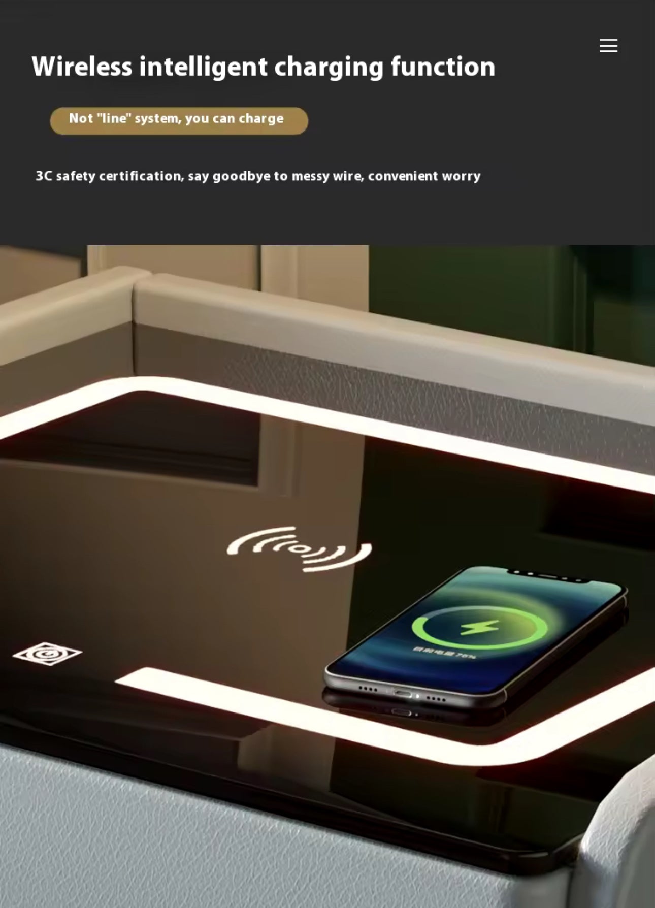 Smart Intelligent Bedside Table BT, USB + LED +WIRELESS Charger - Various Colours