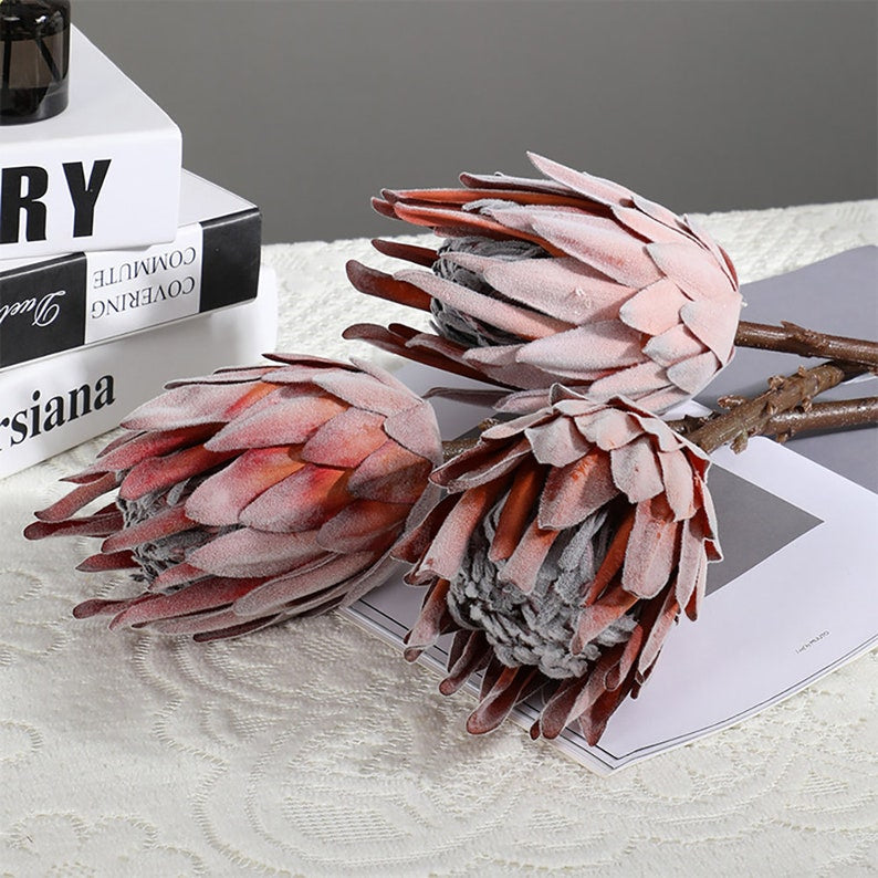 6 Realistic Artificial Protea Flowers