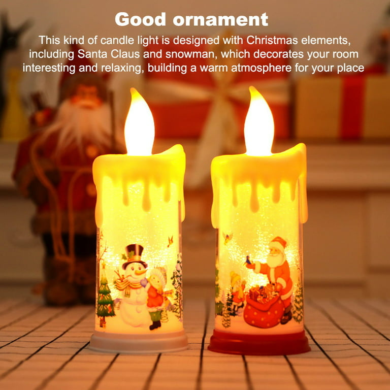 Candle Light Christmas Atmosphere Decoration LED Tea Light Fireless Flameless Battery Operated Plastic Lamp, Snowman