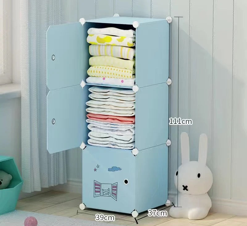 Kids Closet/Wardrobe Plastic Foldable 3Tier