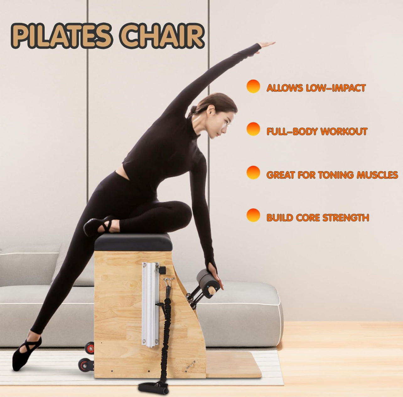 Pilates Chair,Pilates Reformer Machine for Home,Stability Pilates Pro Chair Equipment,Yoga Pilates Fitness Trainer