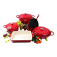 Enamelled Cast Iron Cookware Set Red - 8ps