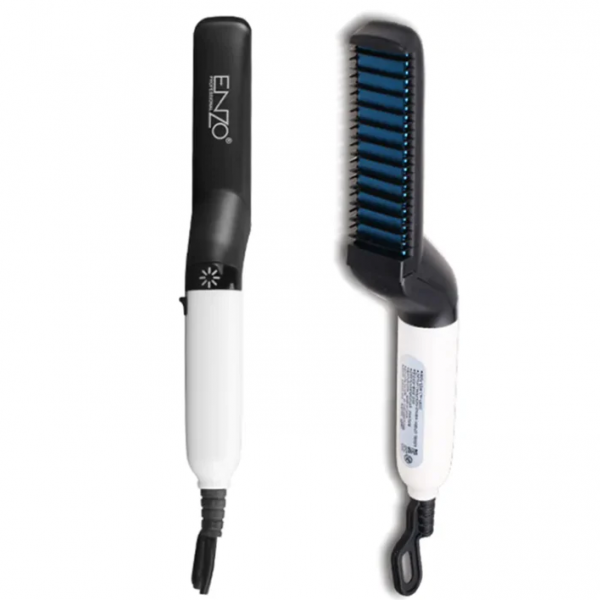 ENZO men ionic hair brush good quality heated beard straightener brush