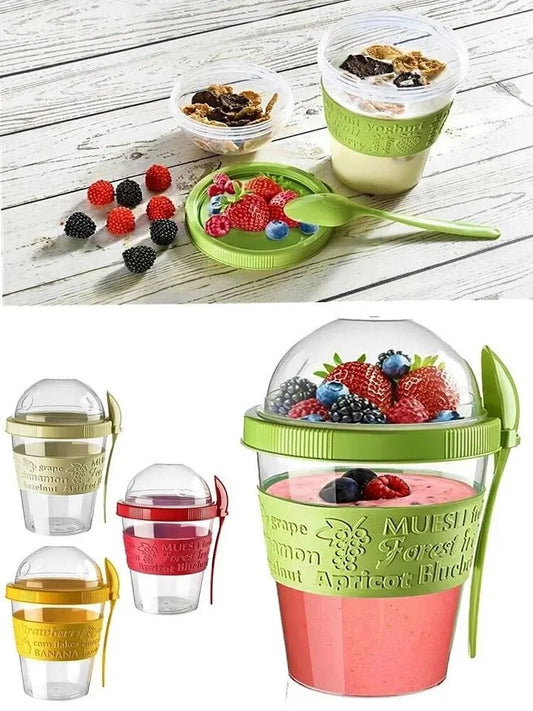 Yogurt Mug with Compartment and Spoon, gym, sports…