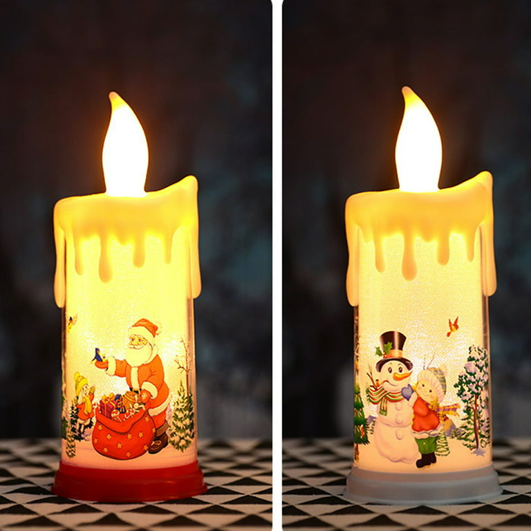 Candle Light Christmas Atmosphere Decoration LED Tea Light Fireless Flameless Battery Operated Plastic Lamp, Snowman