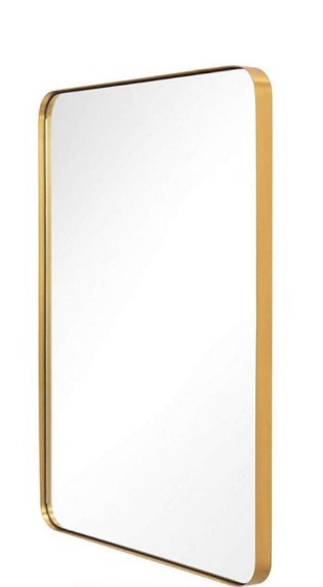 Bathroom Mirror, 60x40cm Brushed Brass Wall Mirror, Rounded Rectangle Mirror for Vanity,