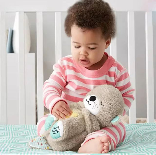 Breathing Otter Sleep Buddy - Soothing Plush Doll with Rhythmic Breathing, Music, and Lights | Calming Sleep Aid for Newborns | Baby Otter Sound Machine | Battery Not Included Various Options