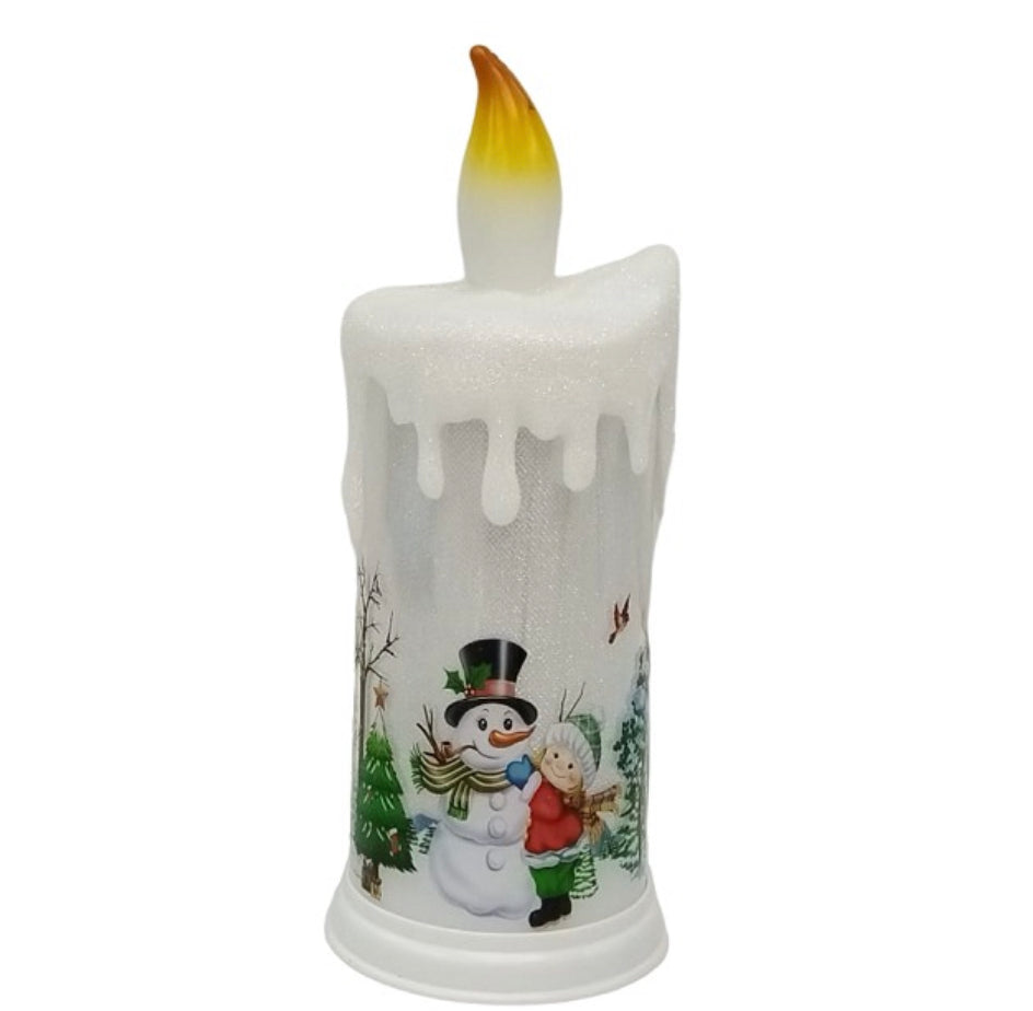 Candle Light Christmas Atmosphere Decoration LED Tea Light Fireless Flameless Battery Operated Plastic Lamp, Snowman