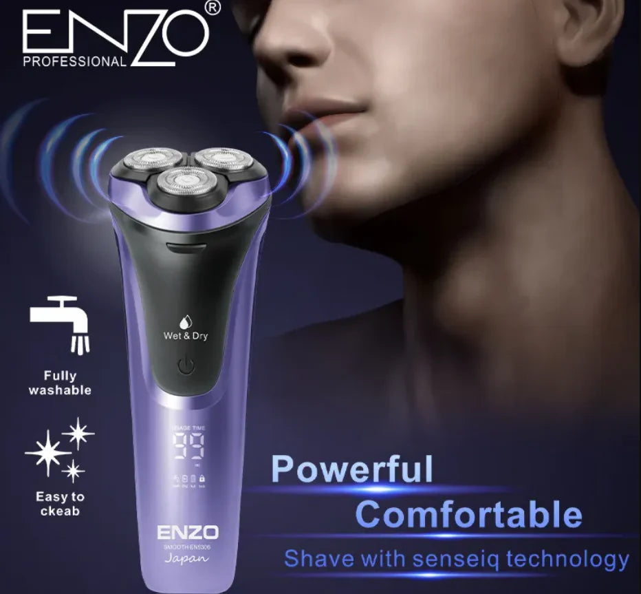 ENZO 3D Floating Rotary Household Waterproof Beard Electric Razor USB