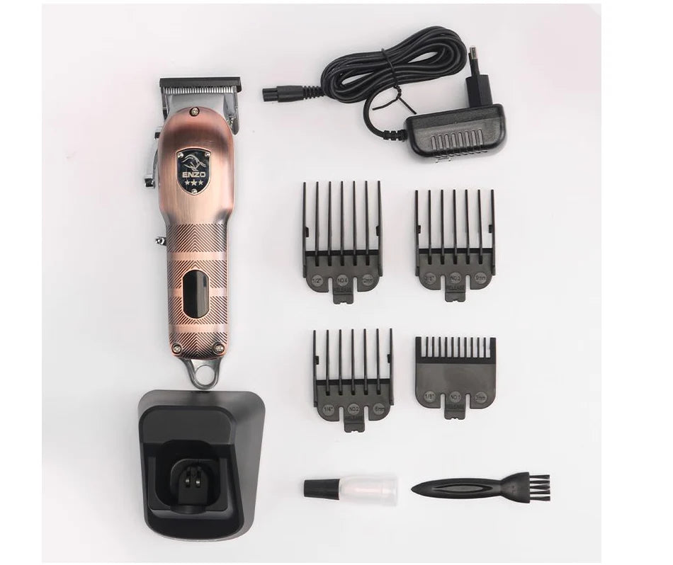 ENZO Electric Cordless Rechargeable Hair Clipper High Speed Trimmer Set