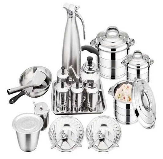 Stainless Steel  21 Piece Family Cookware Set