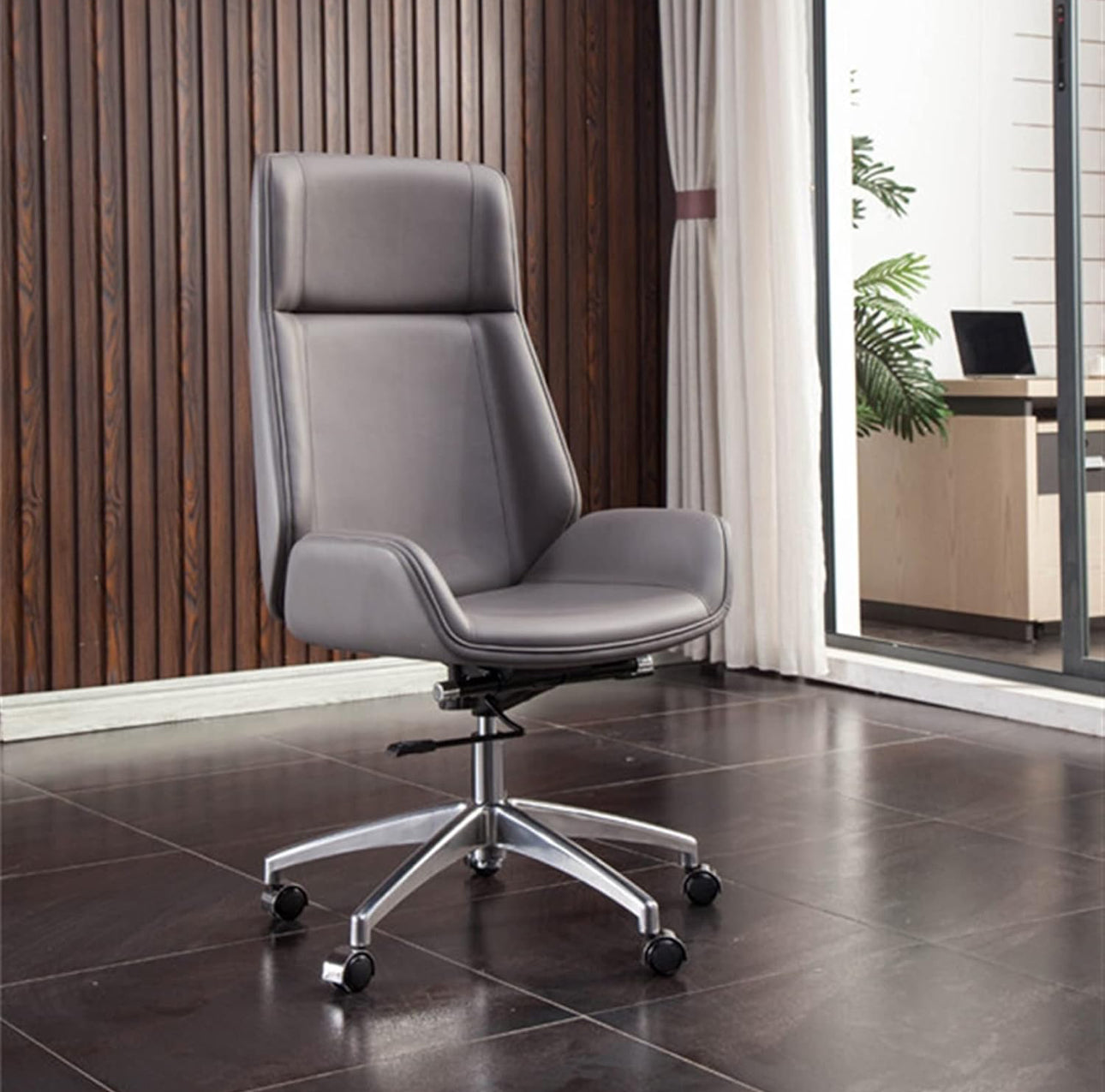 Chair, High Back Bentwood Swivel Office lounge Computer room Chair Micro Fiber Leather Home Office Furniture, Meeting Leather Chair