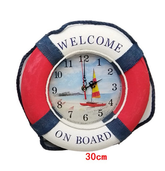 Nautical Style Wall Clock  Life Ring Decoration For Home Wall