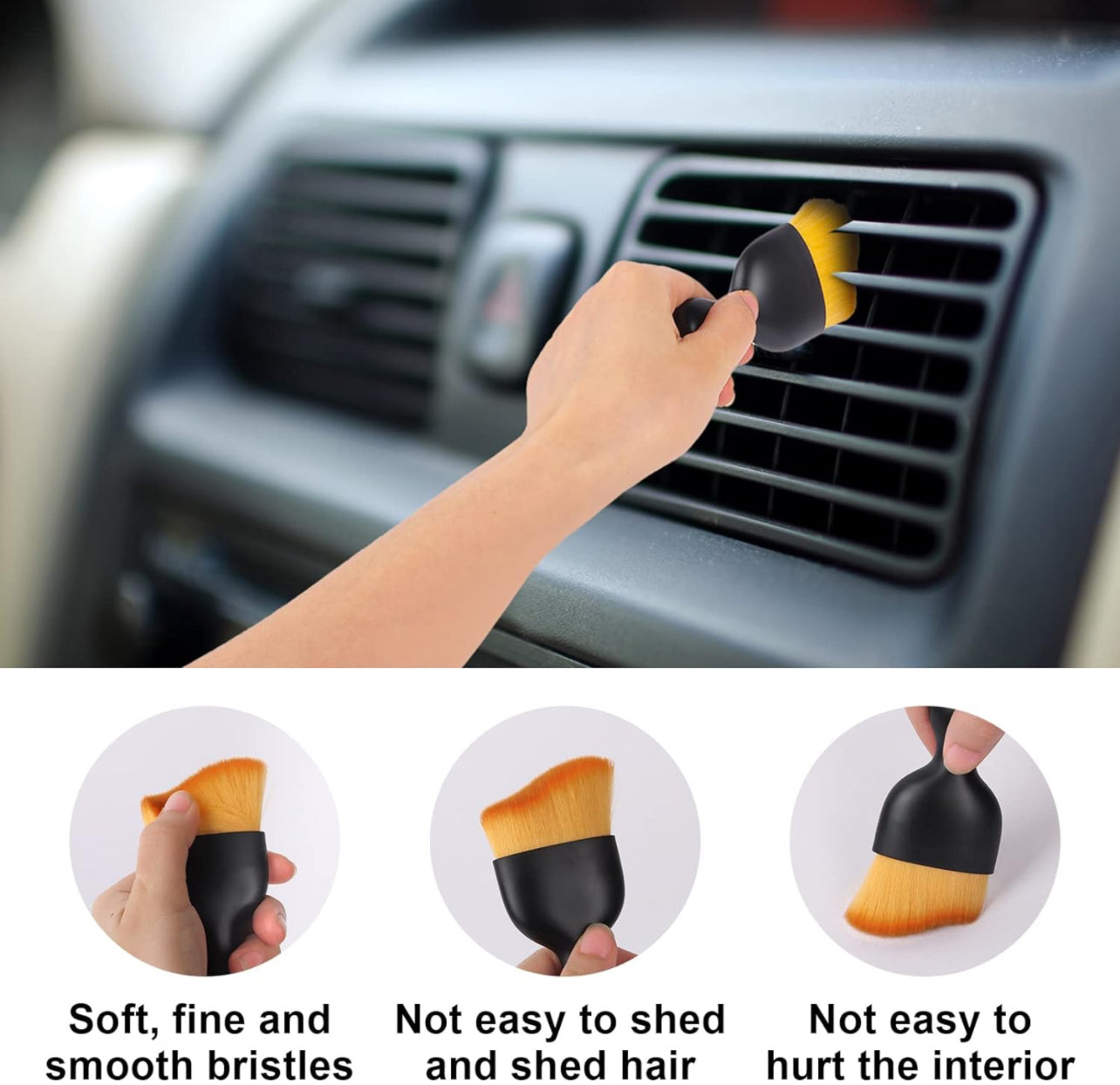 Car Interior Cleaning Soft Brush, Soft Bristle Detail Brush Set