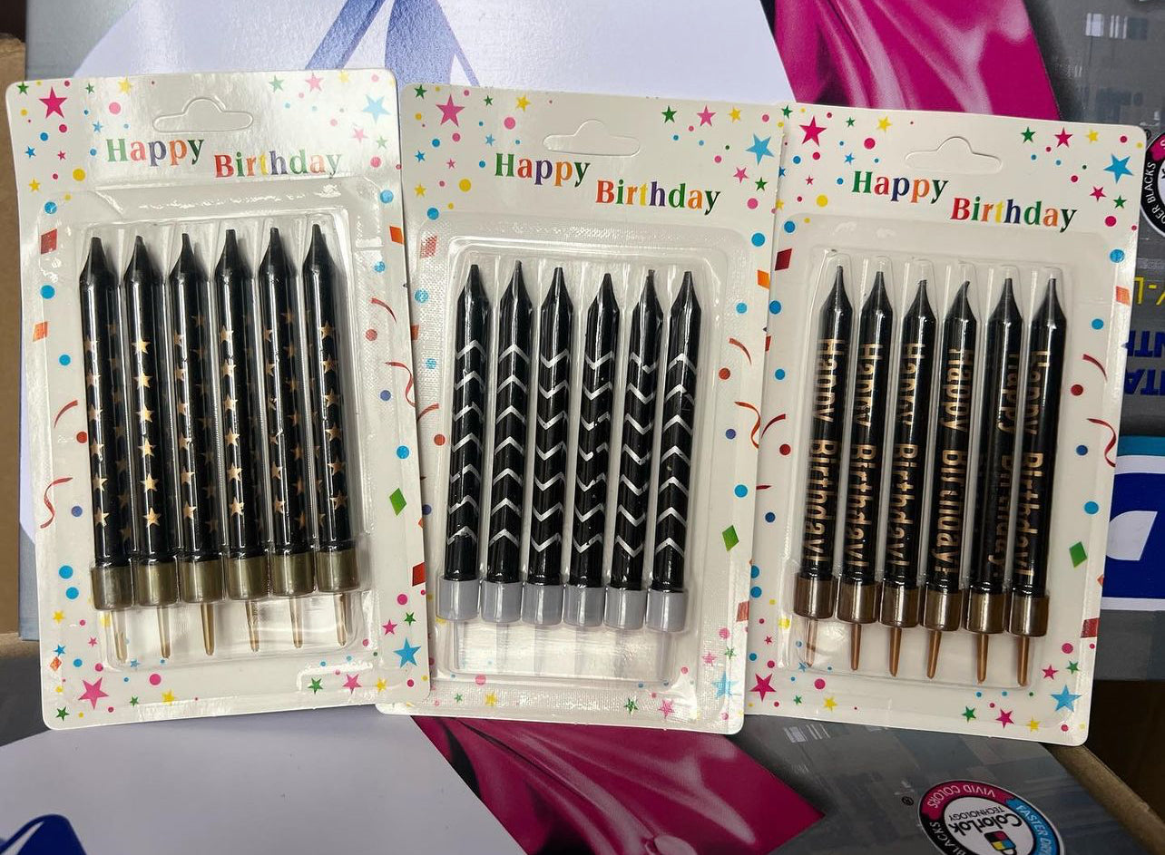 6Pack Black Birthday Candles