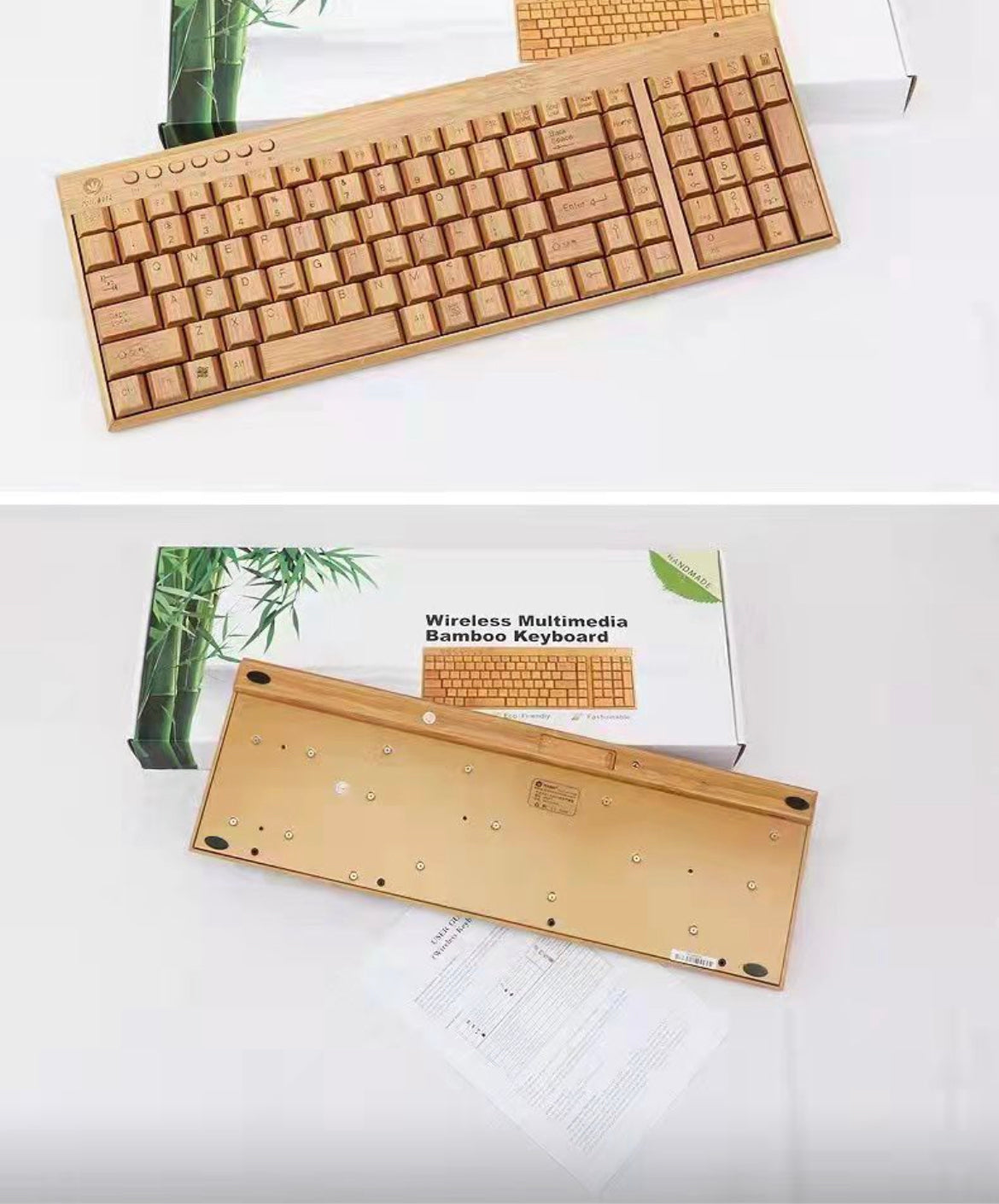 Wireless Bamboo Wooden Keyboard & Mouse