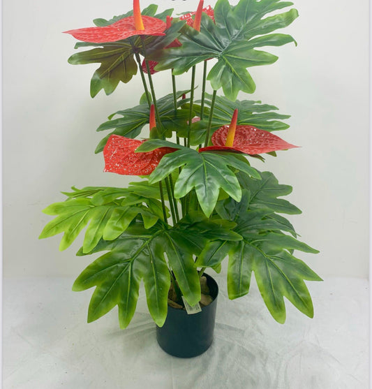 Artificial plant anthurium andraeanum lind plastic green plants-70cm