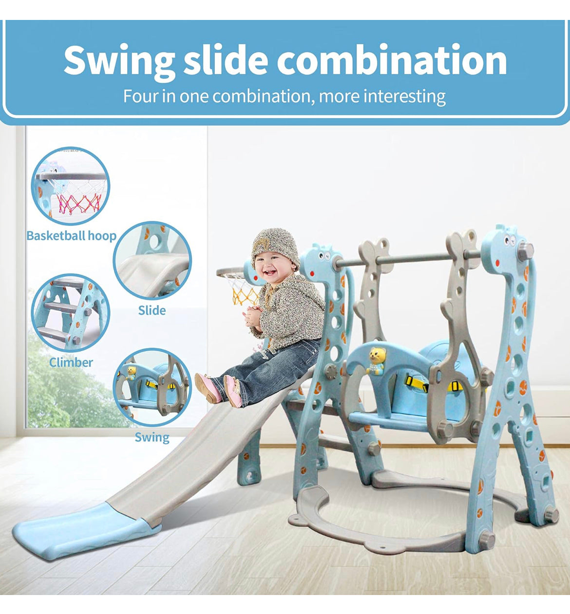 4 in 1 Toddler Slide and Swing Set Kid Slide for Toddlers