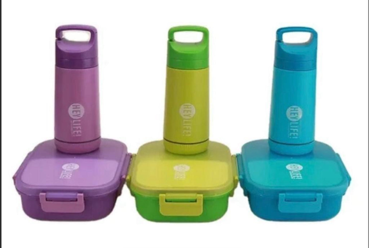 Children School Lunch Box Set with Water Bottle - Various Colour Options