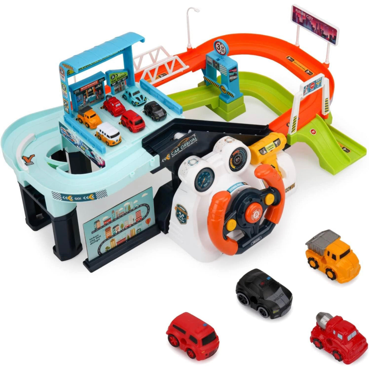 Car Race Tracks Toy | Car Adventure Toy Parking Building Toys with Music for Kids | Playset City Rescue, Electric Rail Adventure Car | Educational Learning Toy (Urban Rail Transit)