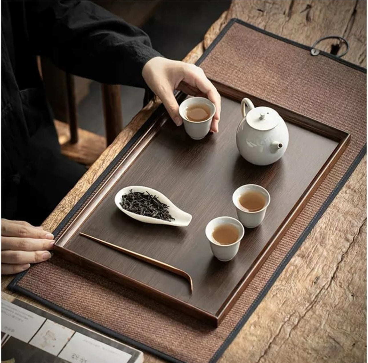 Wooden Serving Tray Suitable for Kitchen Food Tableware for Dinners Party Bar Serving Tray Food 3pc