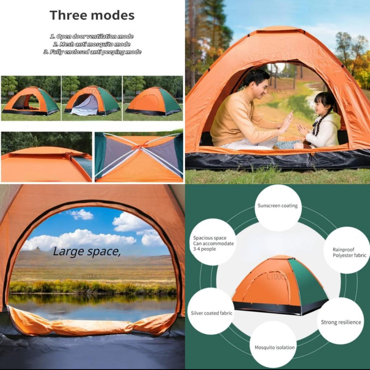 2 Person Tent Outdoor Foldable Camping Auto Tents UV Resist Waterproof