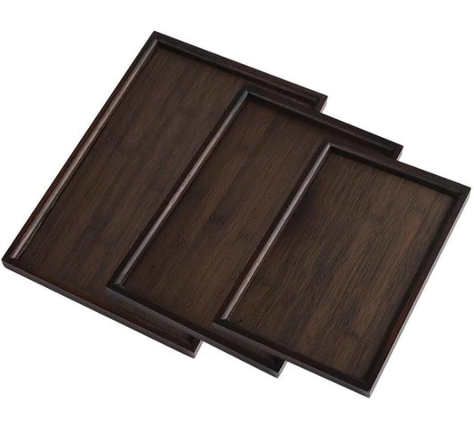 Wooden Serving Tray Suitable for Kitchen Food Tableware for Dinners Party Bar Serving Tray Food 3pc