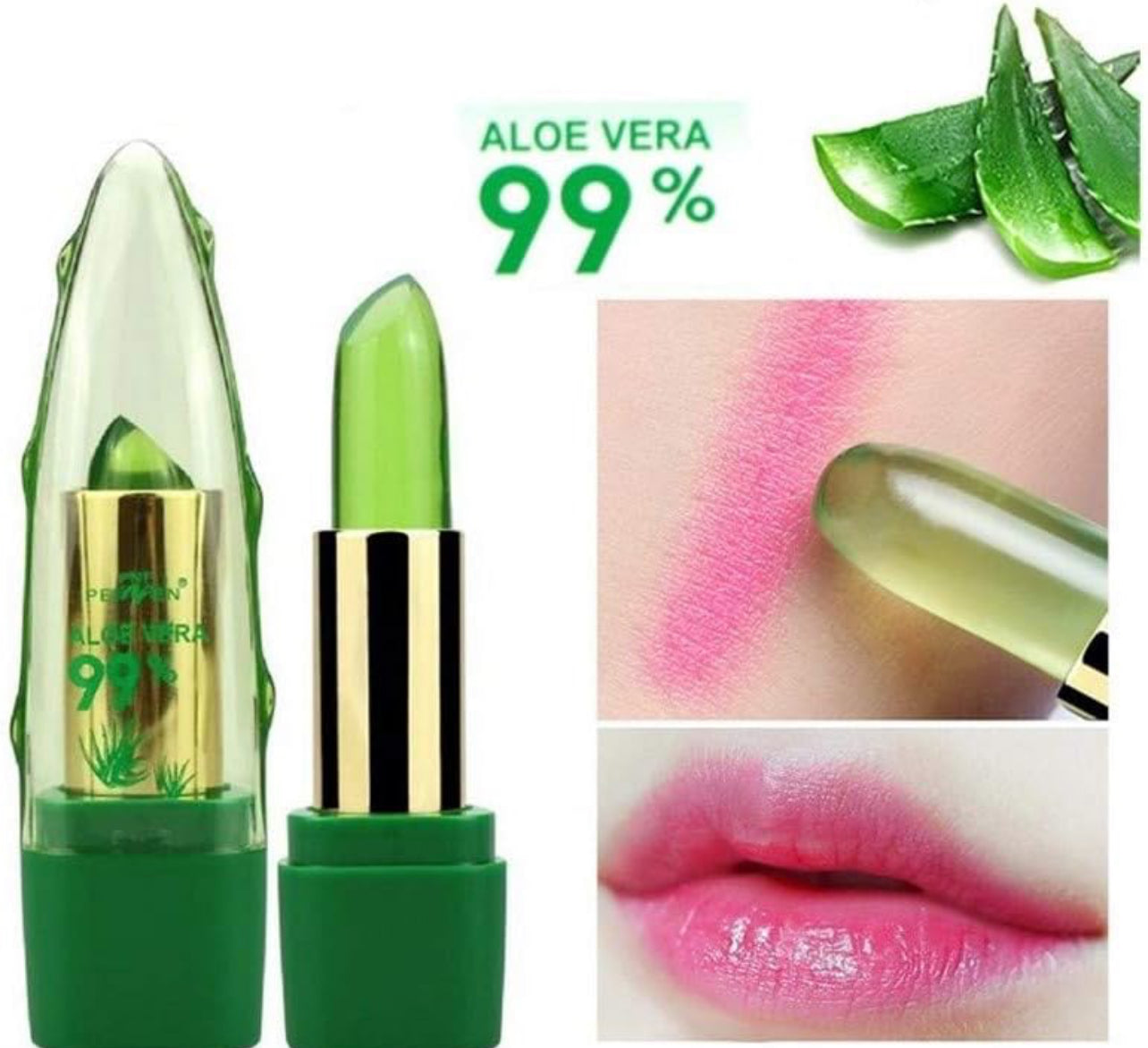 Aloe Vera Lips - 99% Pure Aloe Vera Lipstick, Jelly Lipstick, Natural Moisturising Balm, Lip Balm, Aloe Plus Secret Essentials