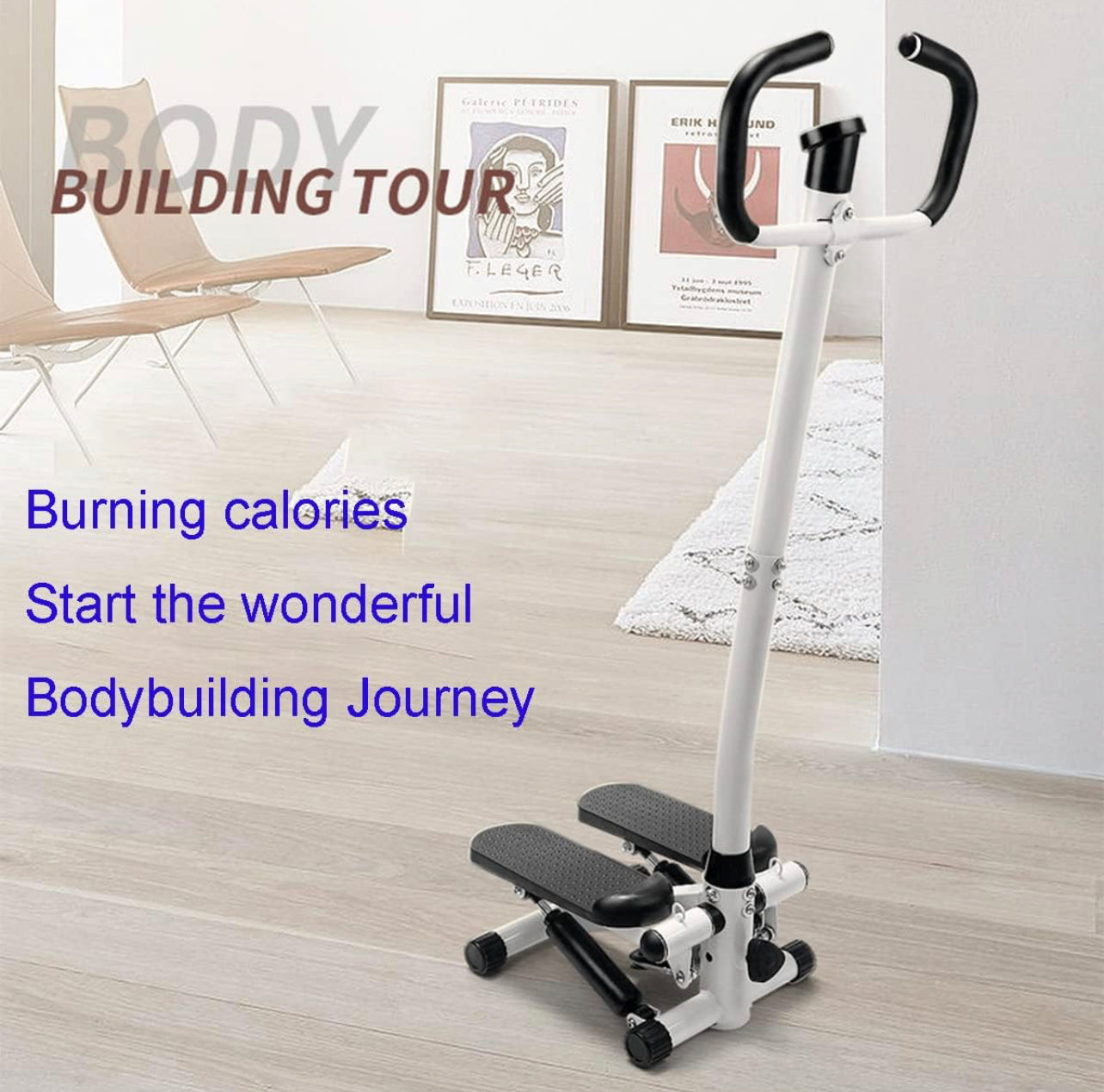 Stair Stepper with Handlebar,Exercise Stepping Machine with Resistant Band,Portable Stair Steppers for Home/Office