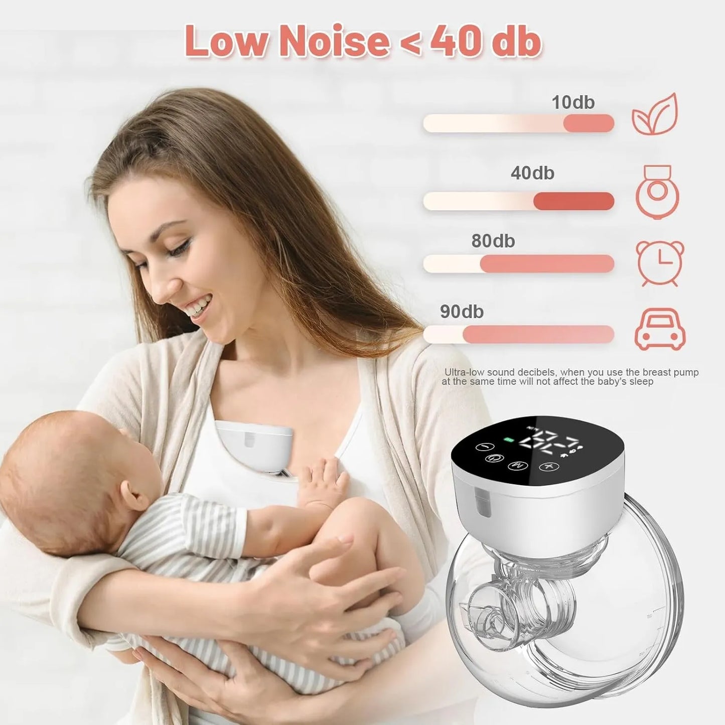 Wearable Breast Pump Portable Electric Breast Pump for Breastfeeding Hands Free 4 Modes 9 Suction.