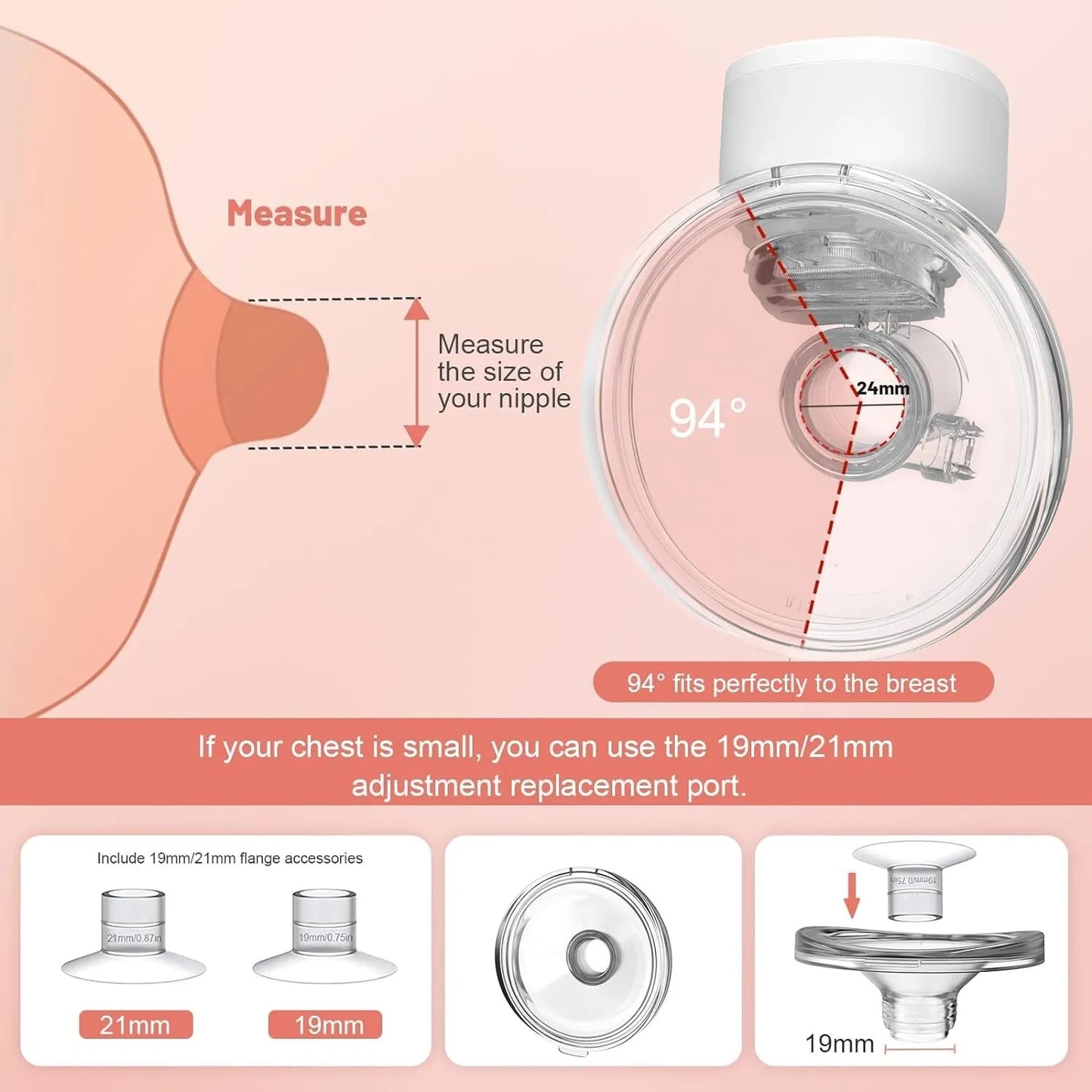 Wearable Breast Pump Portable Electric Breast Pump for Breastfeeding Hands Free 4 Modes 9 Suction.