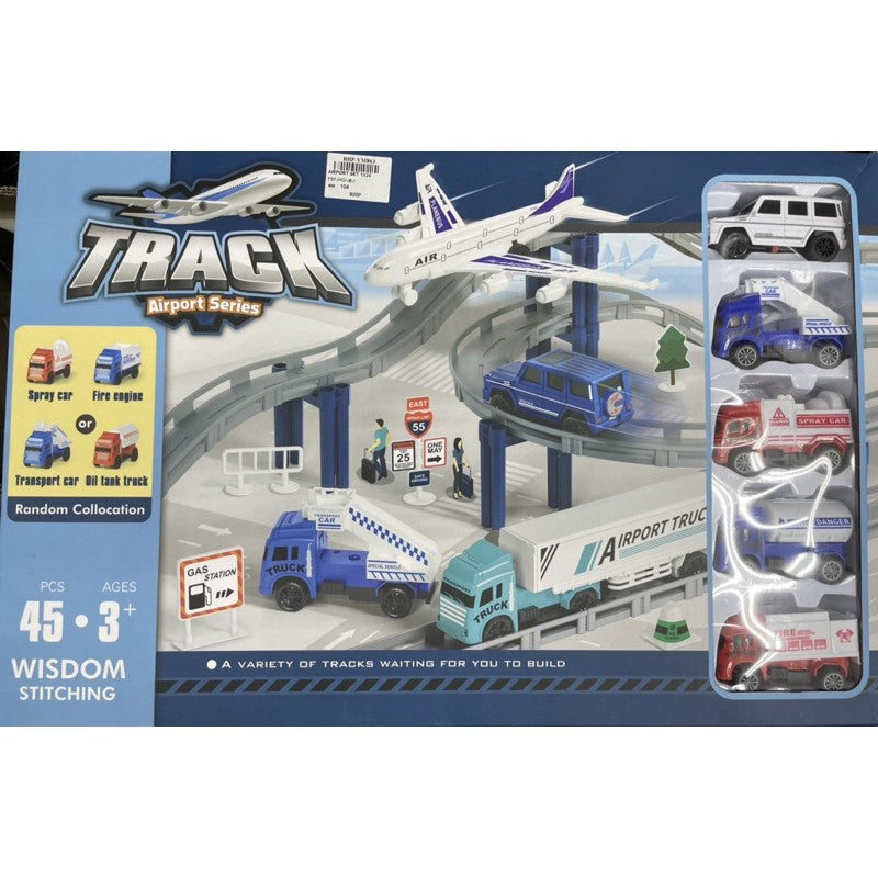 Kid's Airport Track Series Car Garage Toys Set 45 Pieces